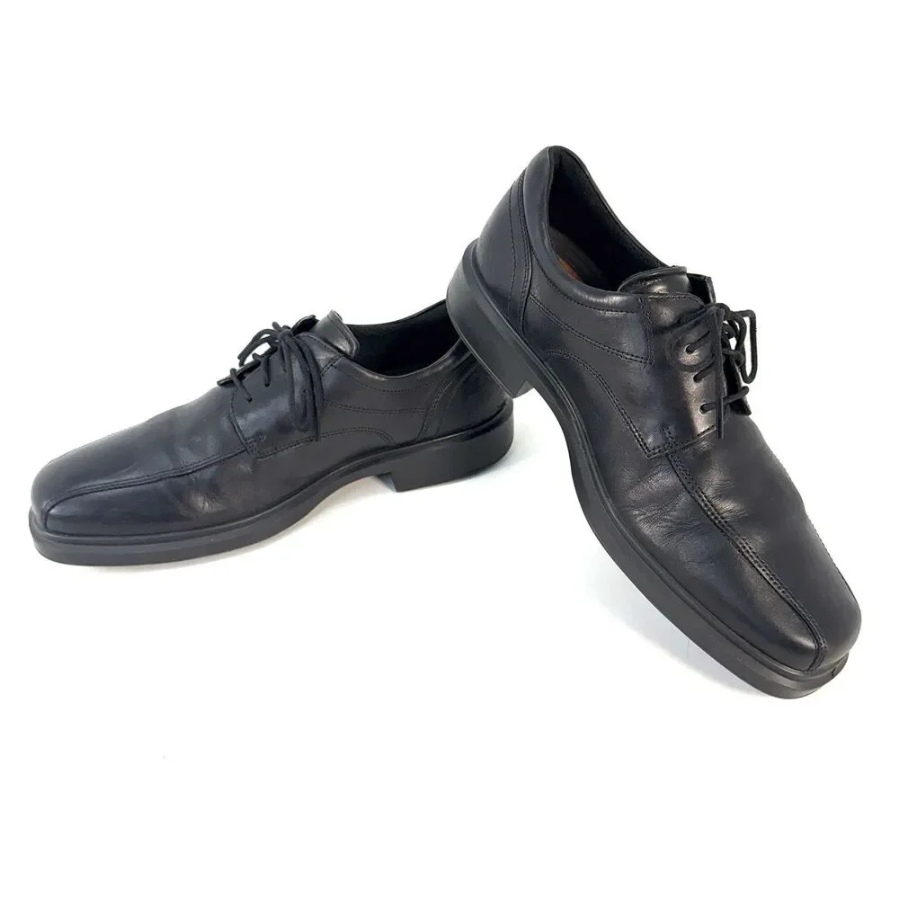 ECCO Helsinki 2 Bicycle Toe Black Lace Up Dress Shoes Men's Size 44 EU